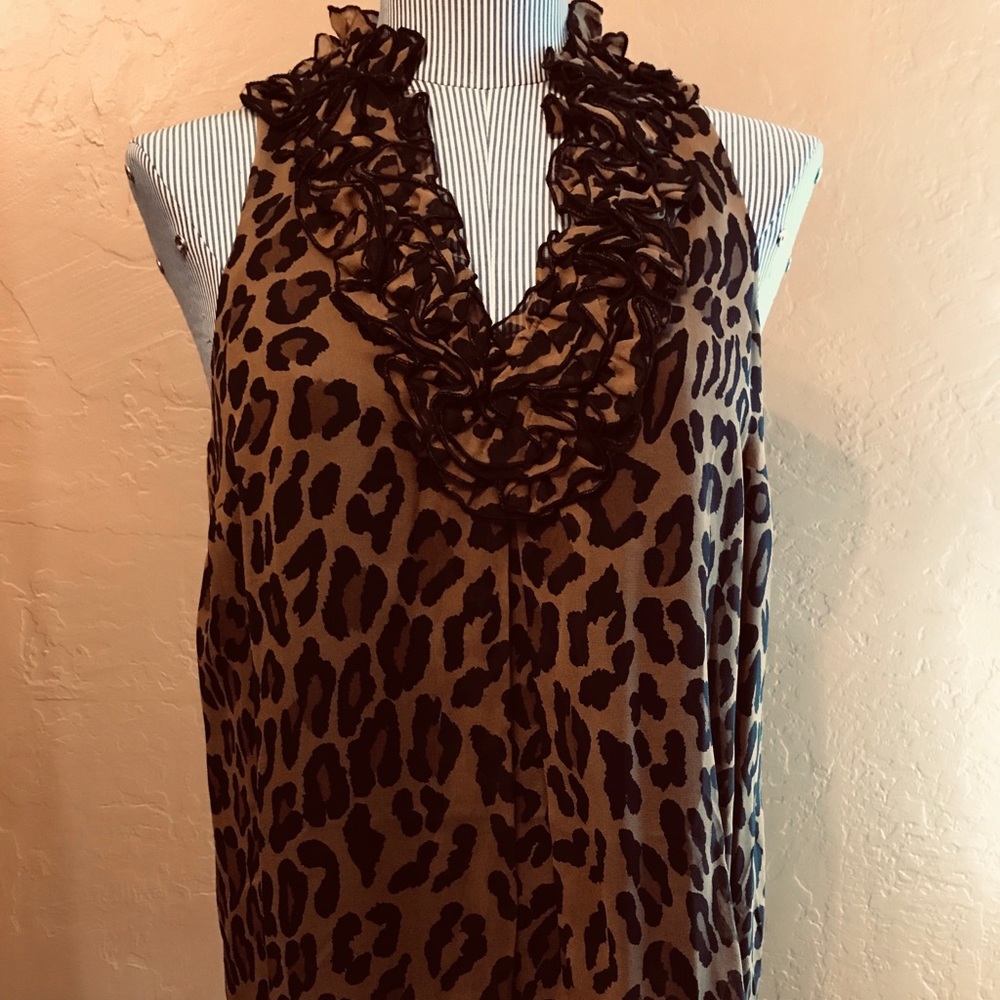 DONATED Silk Leopard Print Top